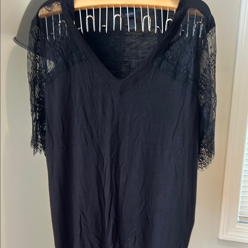 Daytrip Black Lace Sleeve Blouse